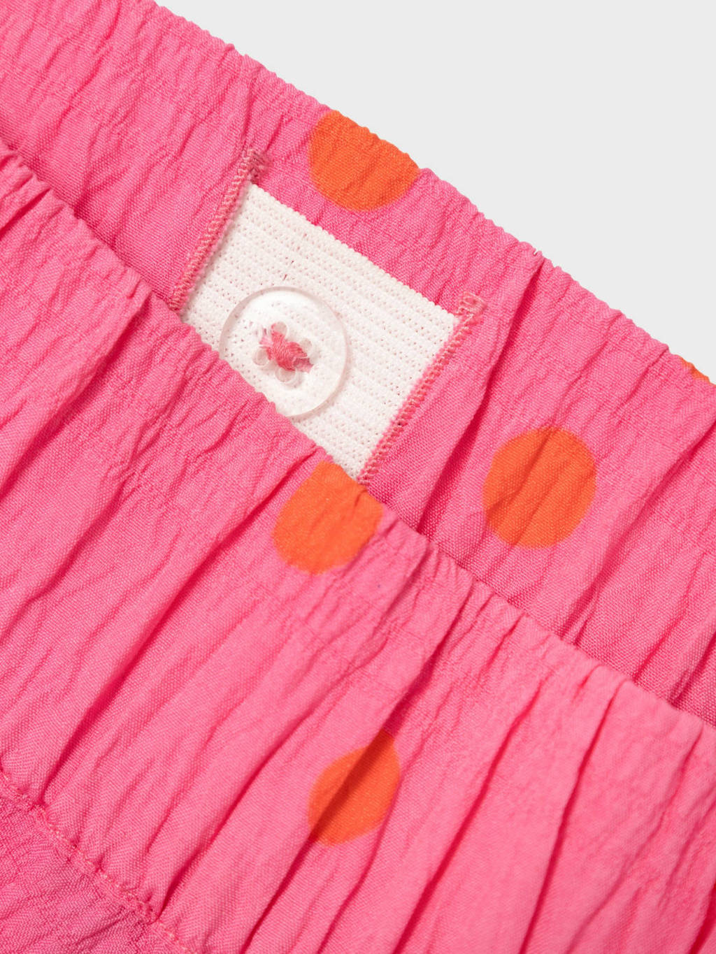 NAME IT wide leg broek NKFJIDITSE met stippen en textuur felroze/oranje