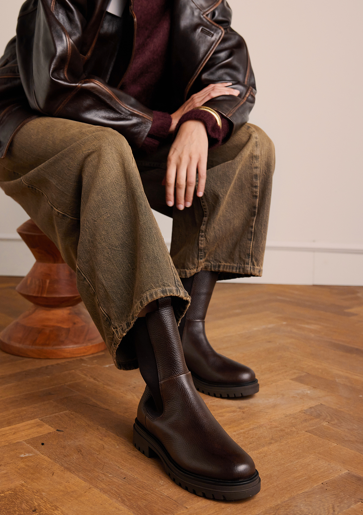 Bruine leren chelsea boots