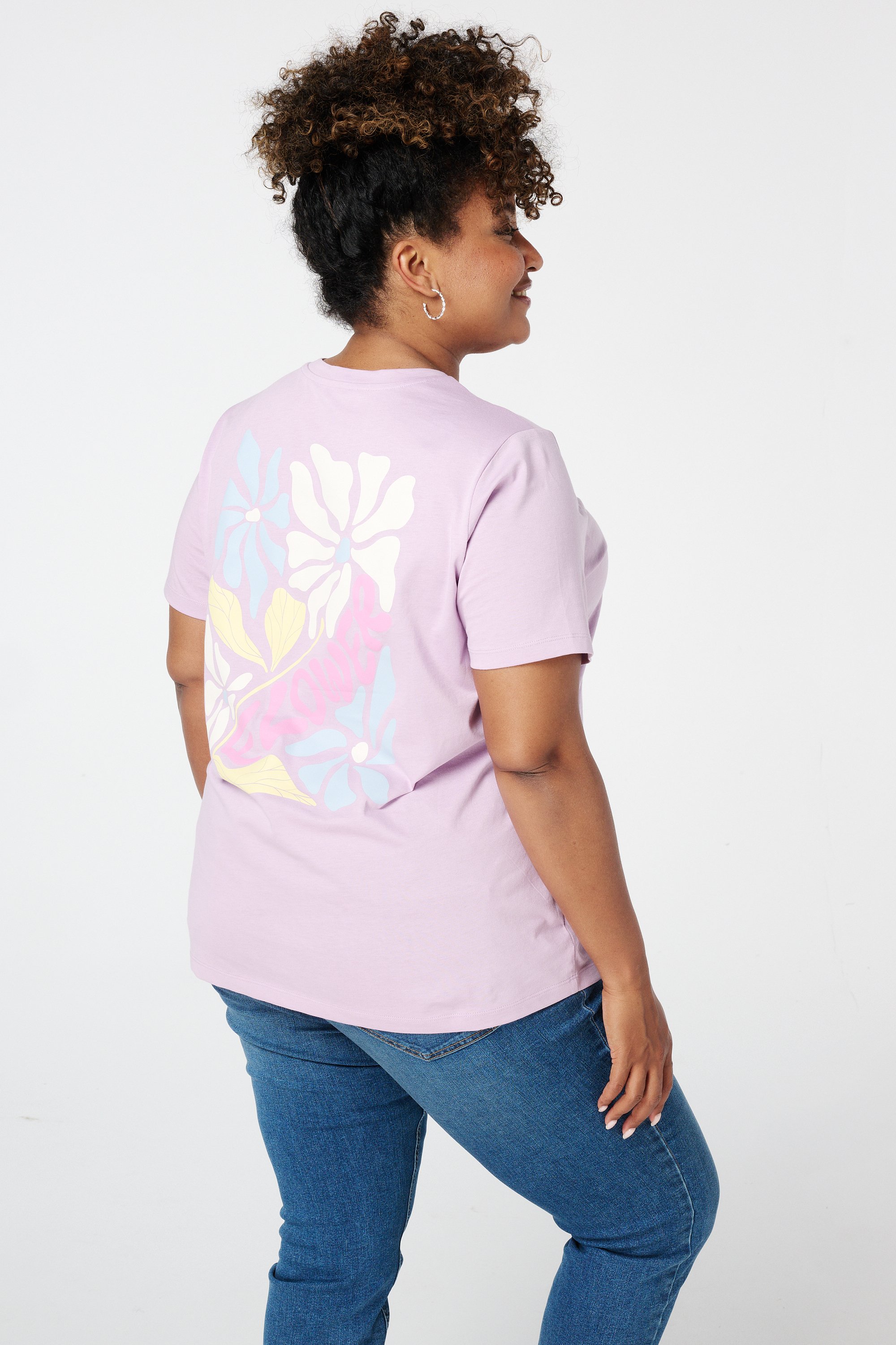 T-shirt met flowerprint Lila