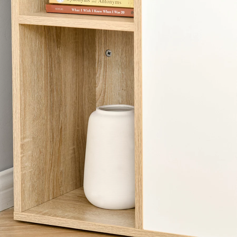 HOMCOM Schreibtisch Tisch mit Bücherregal eiche, weiß