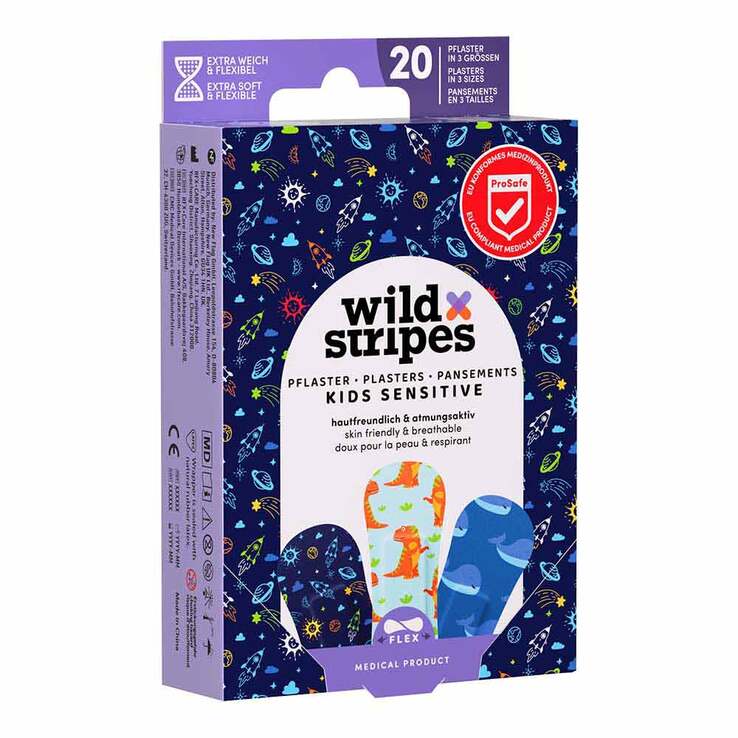 Wild Stripes Kids sensitive Space Int Pflaster, 20 St