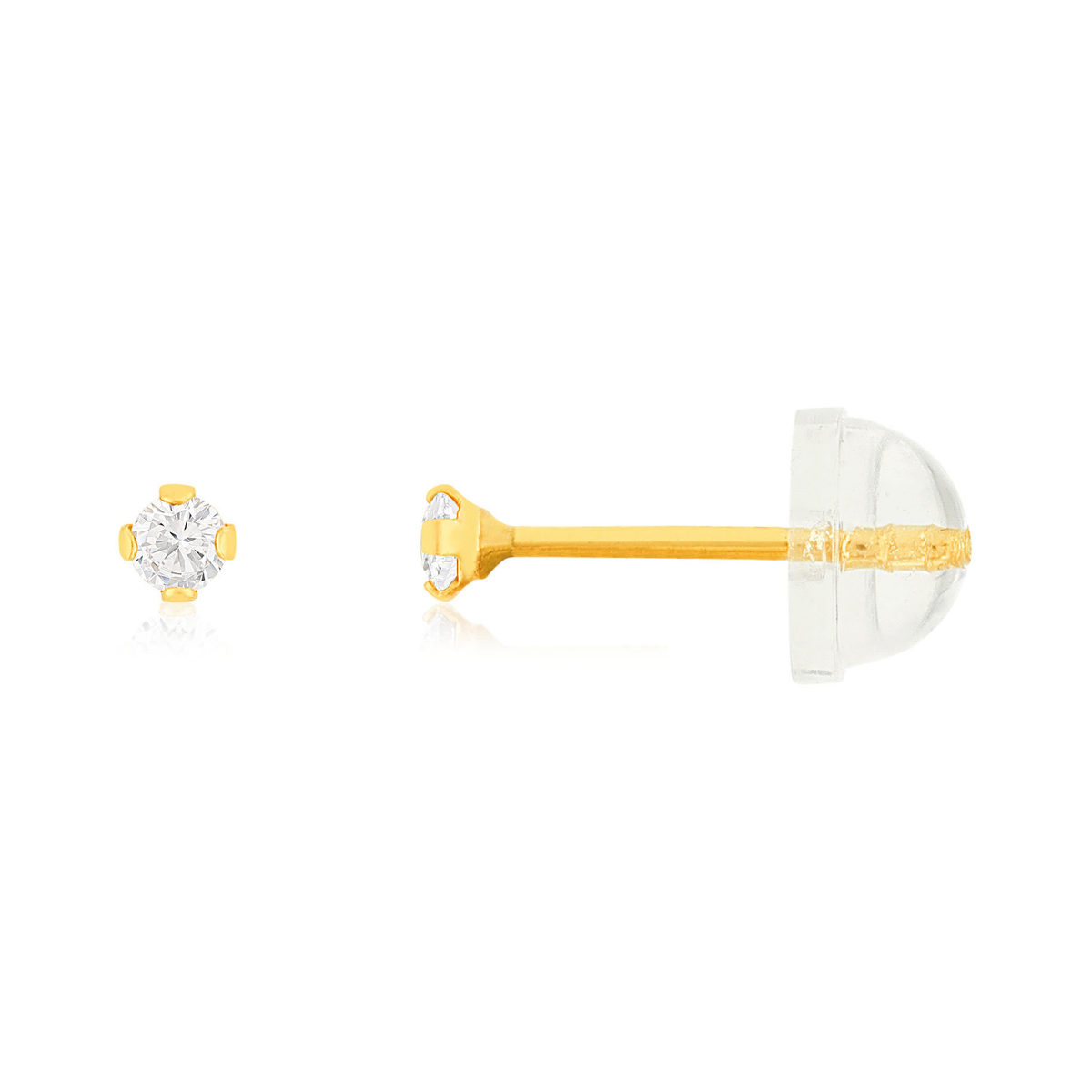 Boucles d'oreilles or 375 jaune zirconia blanc