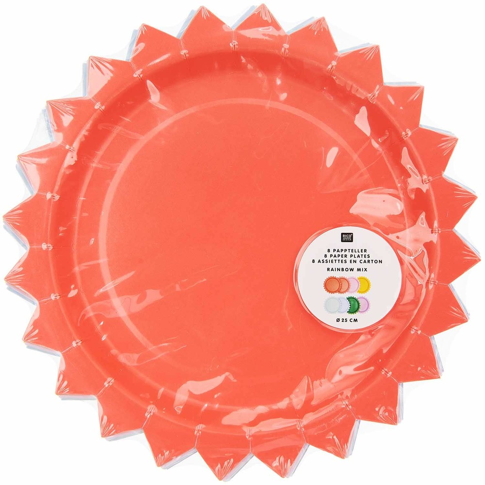 8 assiettes en carton multicolores