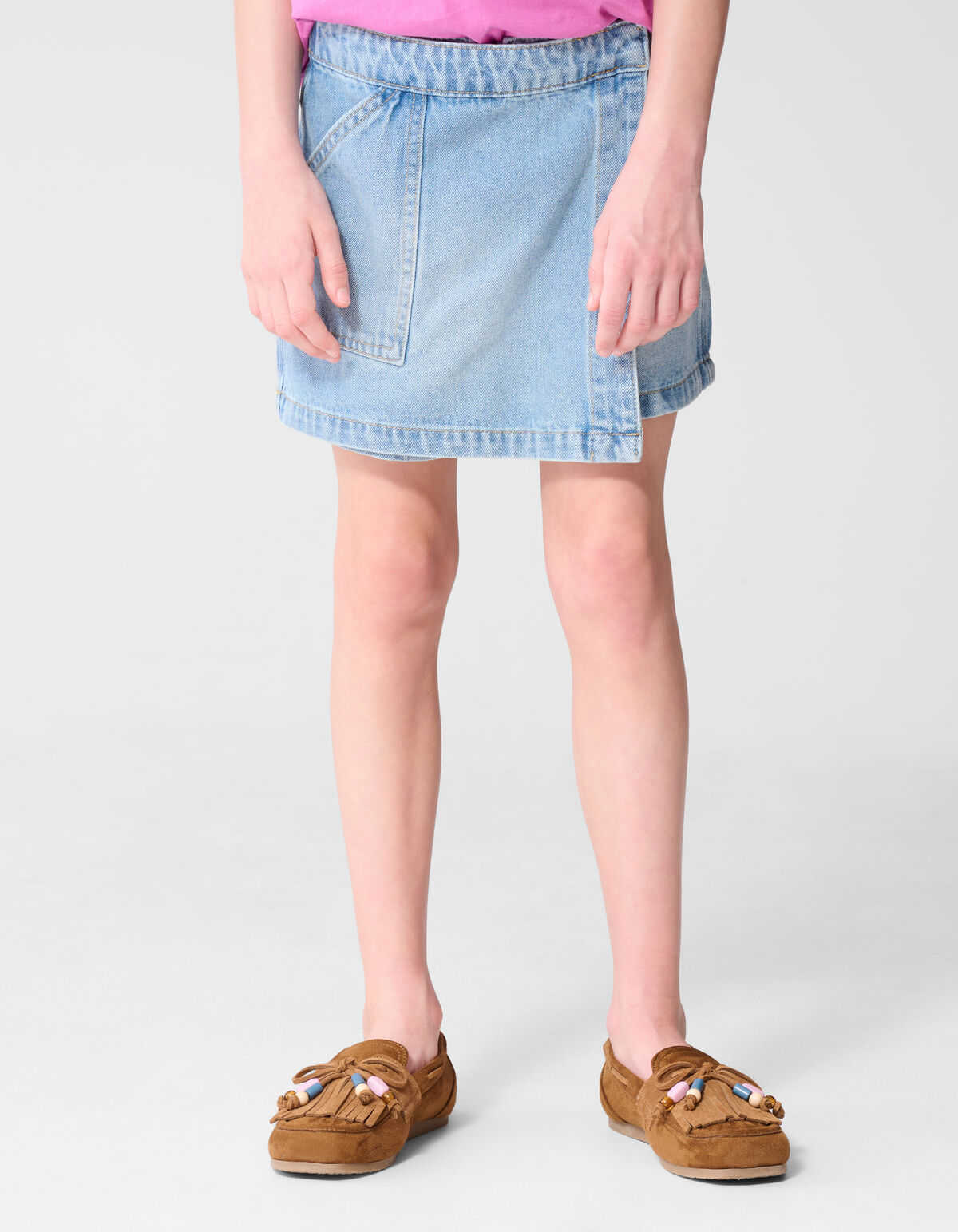 Denim Wrap Skort Bleached