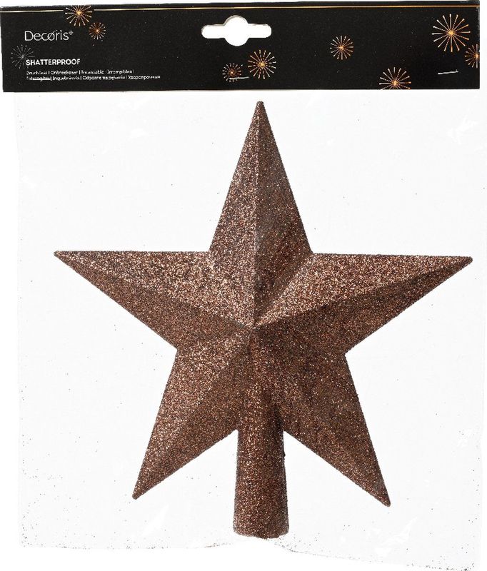 Decoris Kerstpiek Kunststof Espresso - 19 cm
