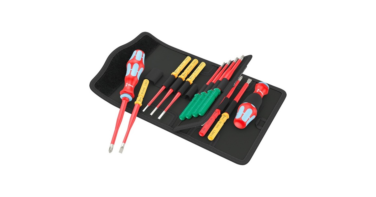 WeraKraftform Kompakt VDE RVS 17 extra slim 1 Tool Finder, 17‑delig schroevendraaier  (Rood/blauw)