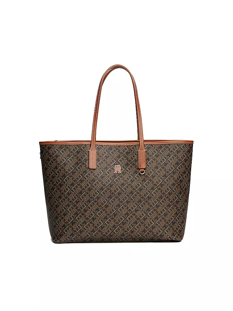 TOMMY HILFIGER Ledertasche - Shopper TH MONOPLAY LEATHER TOTE braun