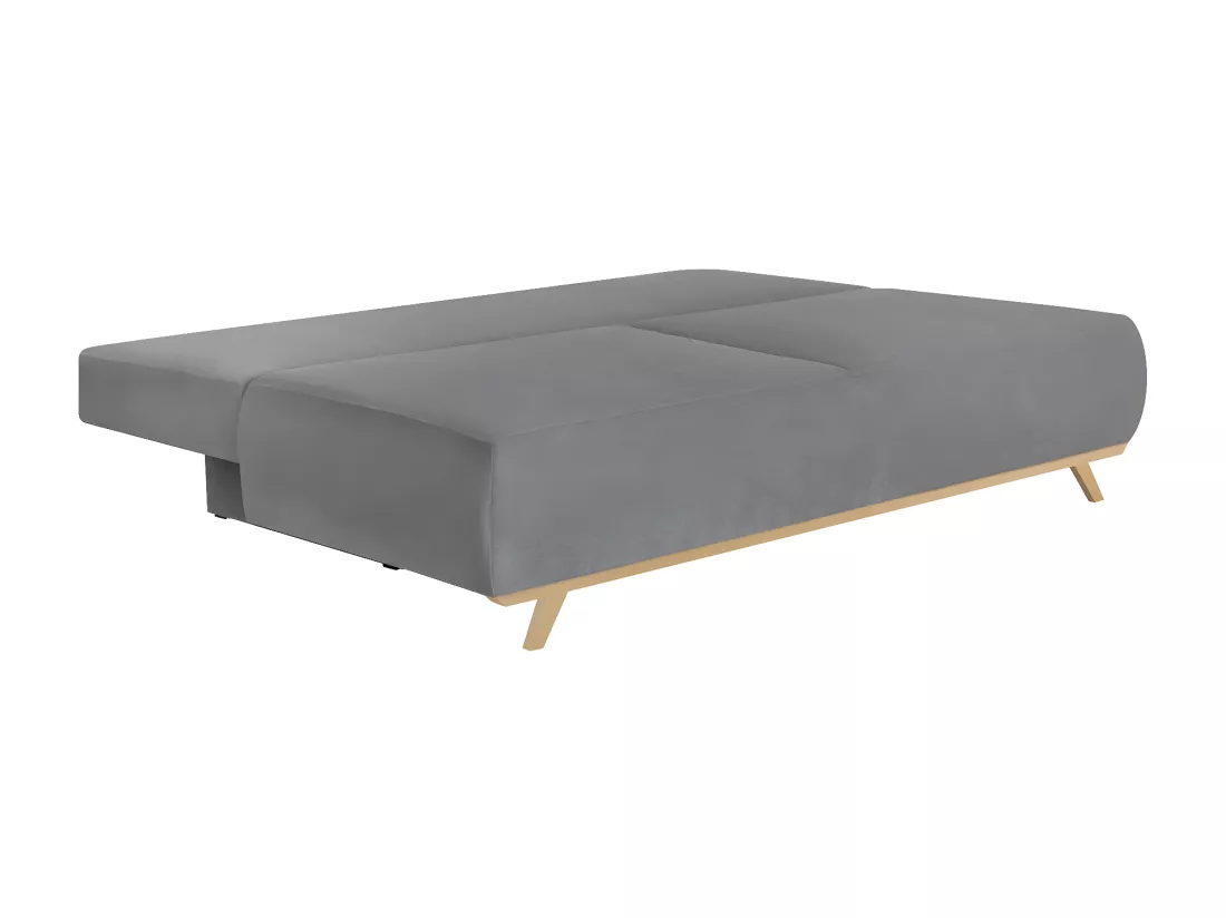 Canapé convertible 3 places avec coffre de rangement en tissu gris clair - Laria