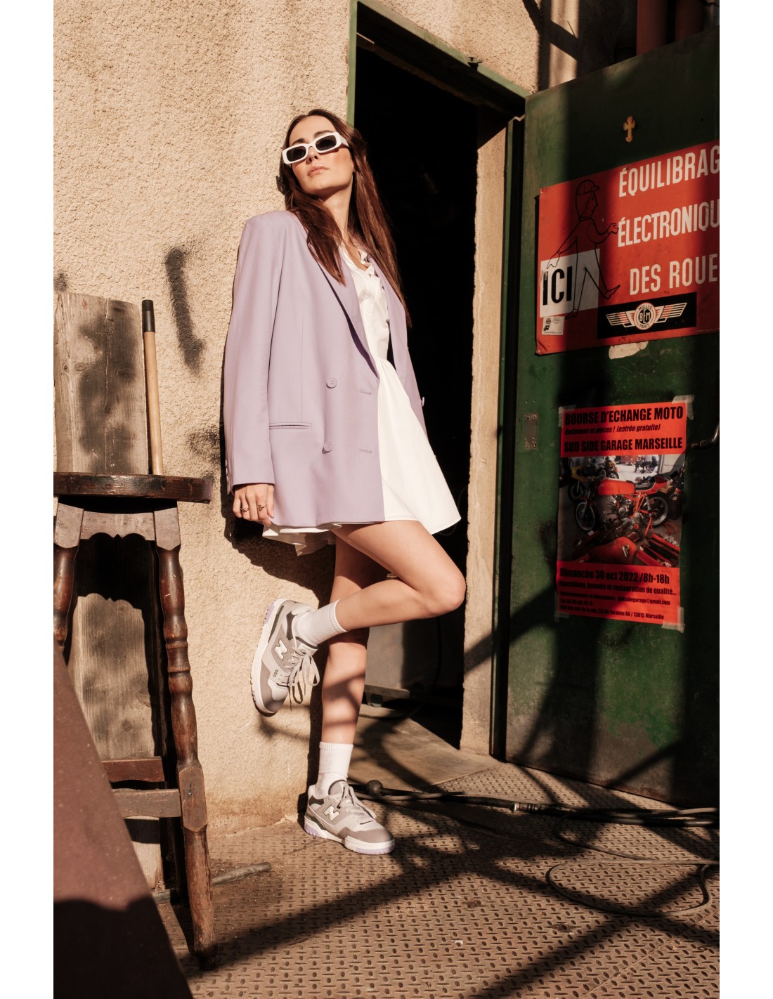new balance Sneakers femme 550 daim gris/violet