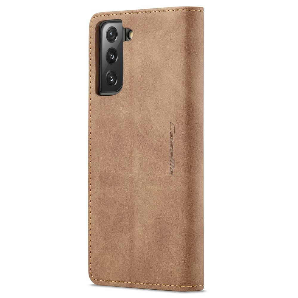 Samsung Galaxy S21 FE 5G Leder Tasche Flip Wallet Etui mit Kartenfächern - Hellbraun