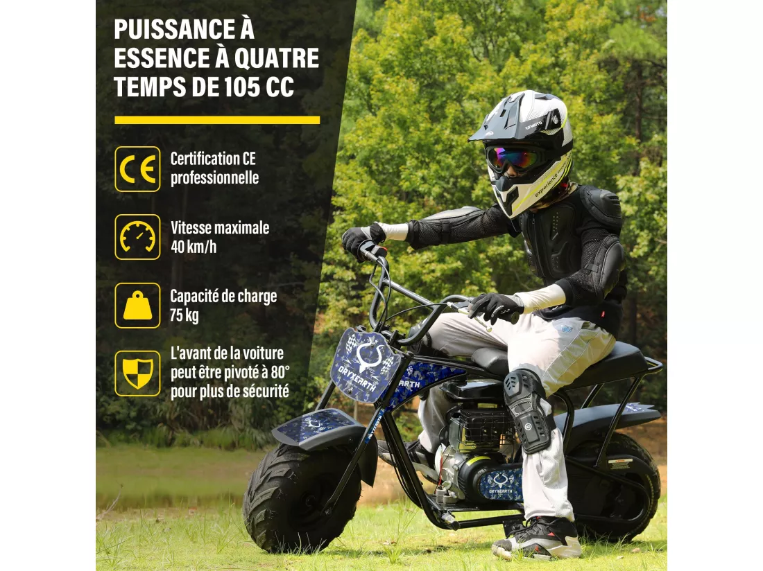 Vélo tout terrain pour enfants 105CC, 4 temps, fonctionnant à l'essence, mini moto tout terrain pour les plus de 13 ans .