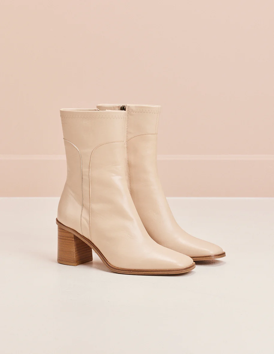 Bottines à talons Frida - Cuir écru