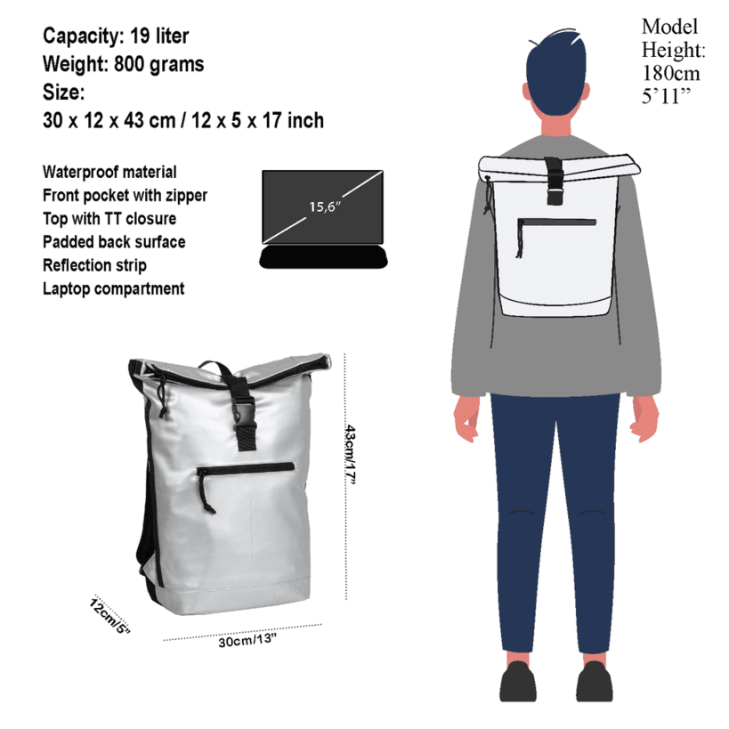 New Rebels Mart New York Rolltop Backpack Metallic Silver