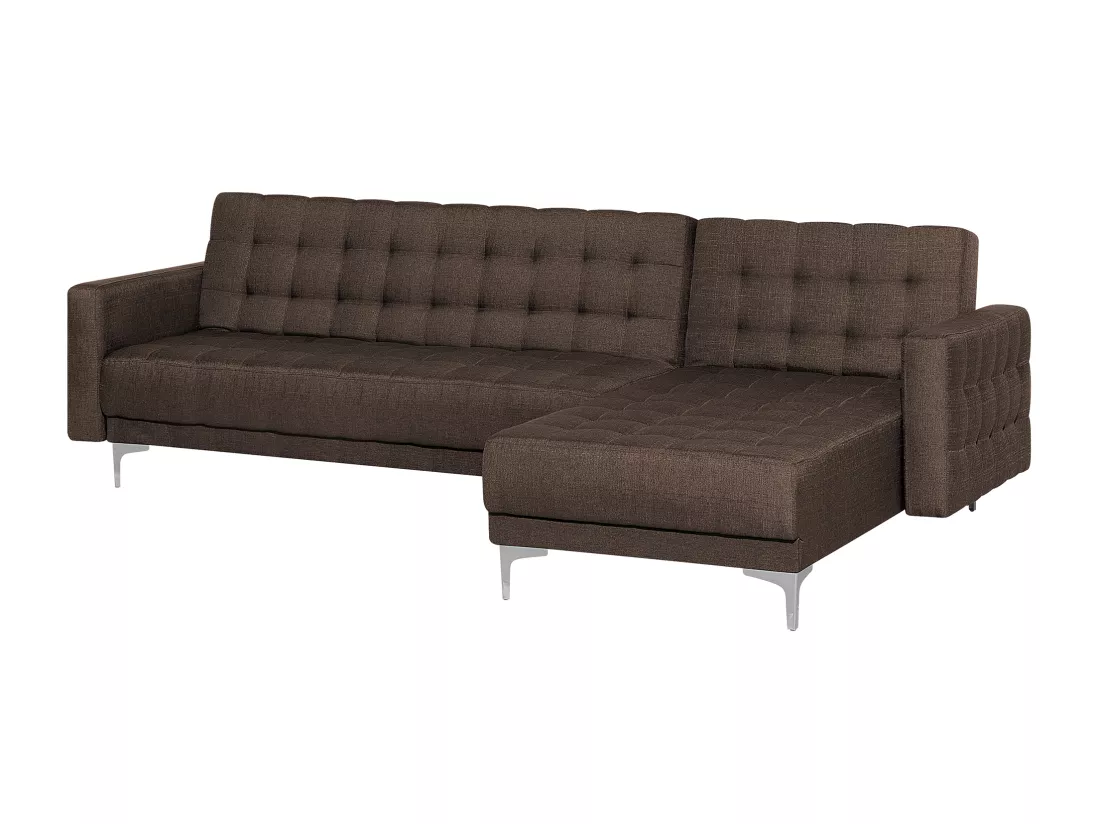 Canapé Angle à droite Convertible Tissu Marron Foncé Moderne Classique Aberdeen
