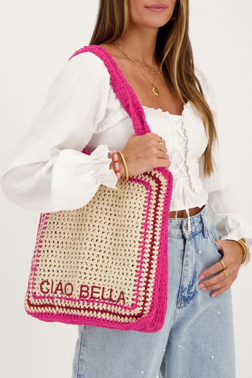 Donkerroze gehaakte tas ciao bella