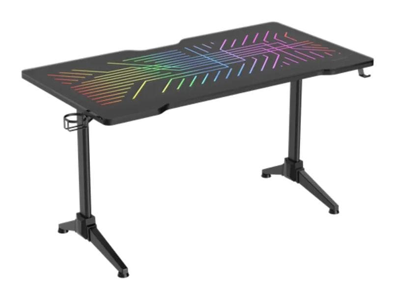 DELTACO Gaming Tisch DT420 Stabiler Gaming-Tisch mit RGB Beleuchtung