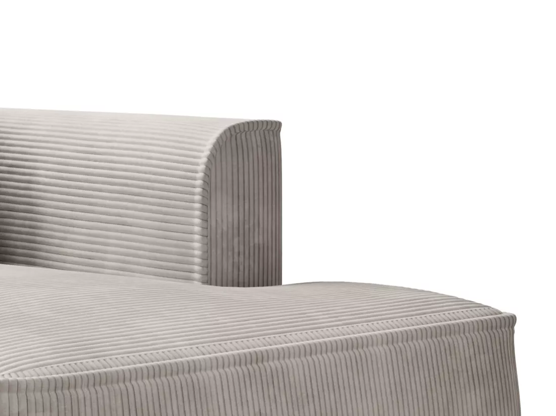 Méridienne droite en velours côtelé beige PINETA