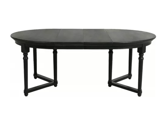 Table Ronde Extensible 6 Pieds Bois-MDF Noir - Harmonie Interior's