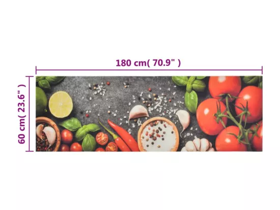 Tapis de cuisine lavable impression légumes 60x180 cm velours