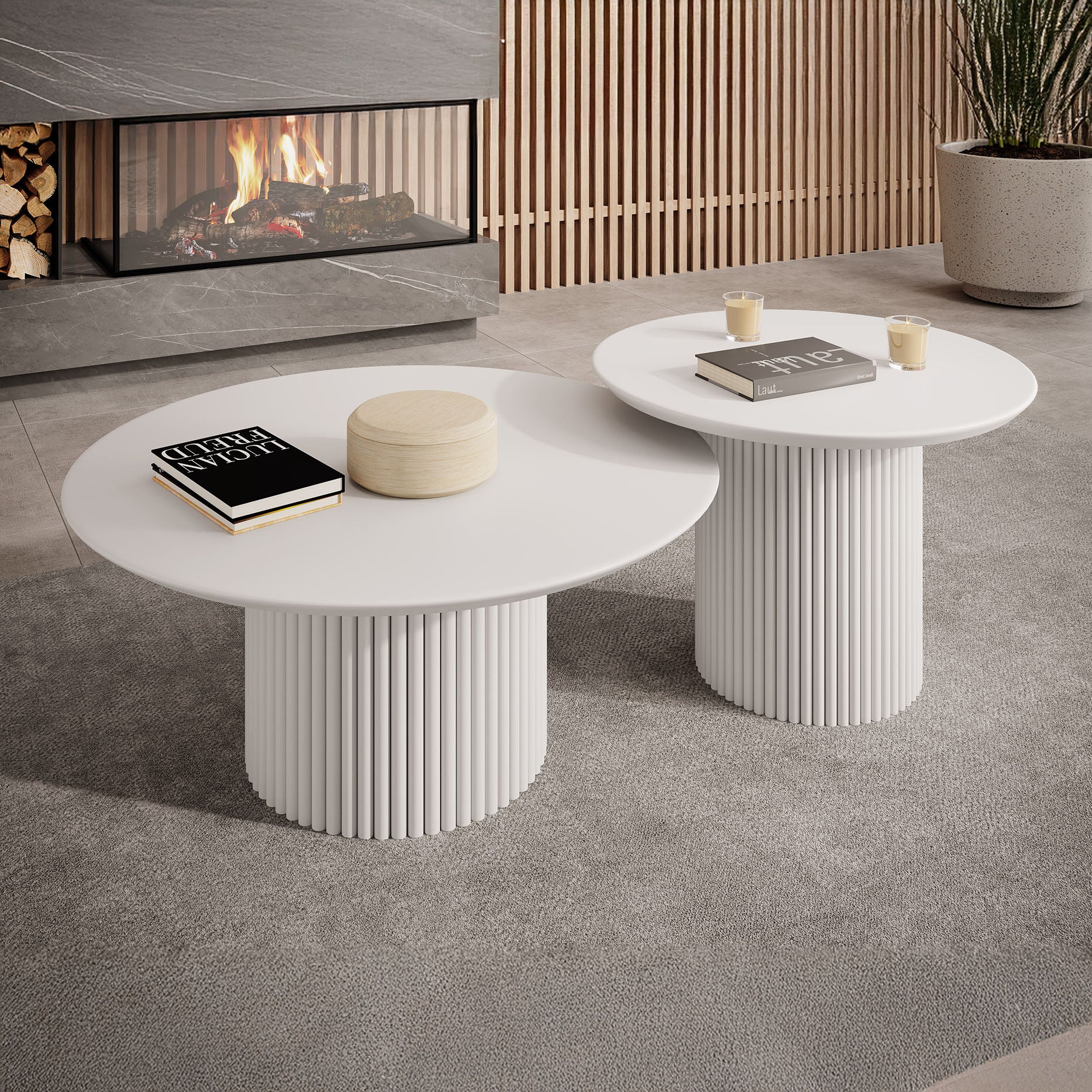 Mixx - Salontafel set van 2 - Wit - 80x36 cm