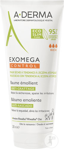 A-Derma Exomega Control Baume Emollient Anti-Grattage Peau Sèche Tendance À L'Eczéma Atopique 200ml