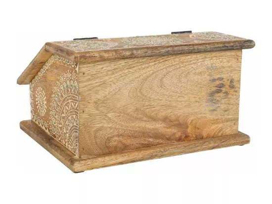 Coffret à bijoux en bois peint artisanal marron 24x20x12,5h