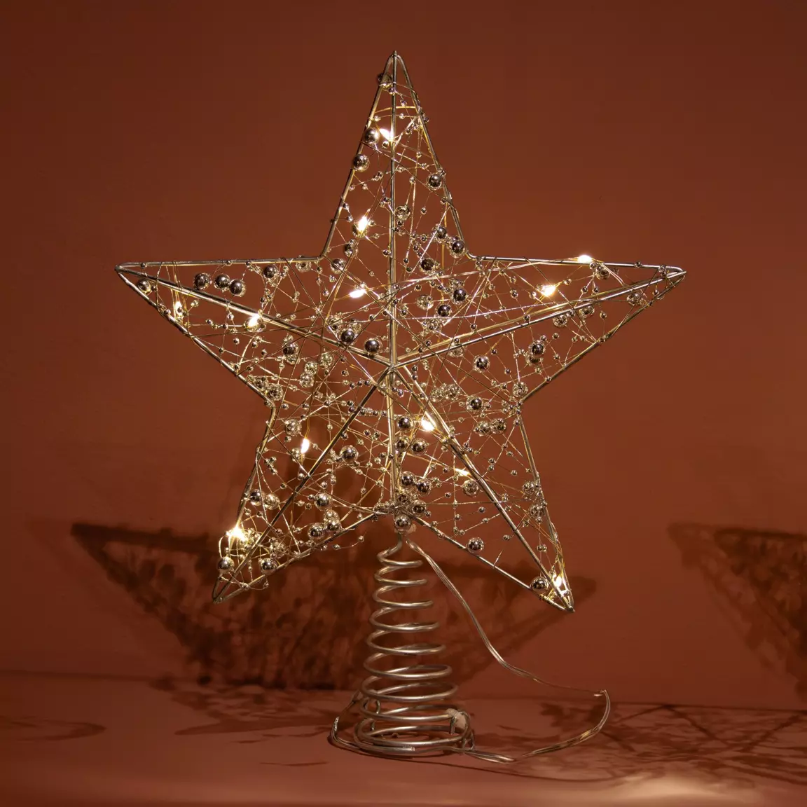 Cimier de sapin lumineux Angie Argent/ Blanc chaud