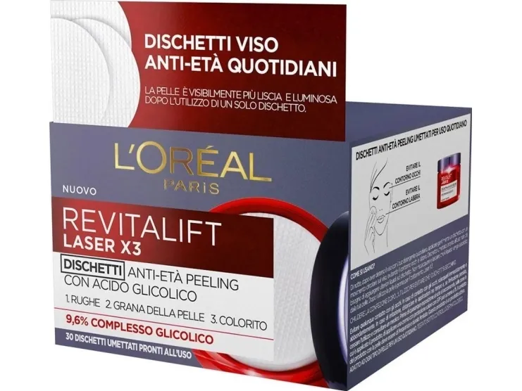 L’Oreal Paris L'Oreal Paris, Revitalift Laser X3, Glycolic Acid, Anti-Ageing, Peel-Off Pads, 30 pcs For Women