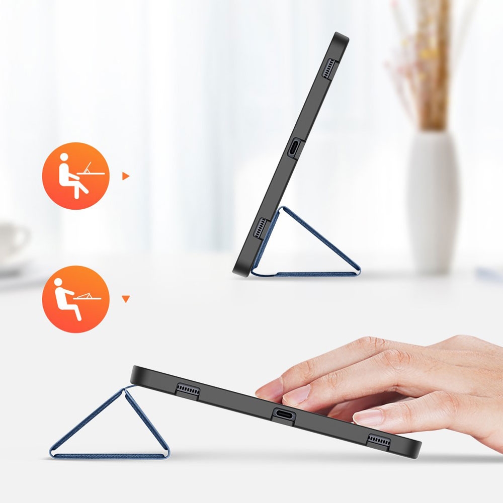 Samsung Galaxy Tab S8  Plus / Tab S7 FE 5G / Tab S7  Plus Tasche Smart Cover Hülle Stoff Design S-Pen Halterung - Dunkelblau