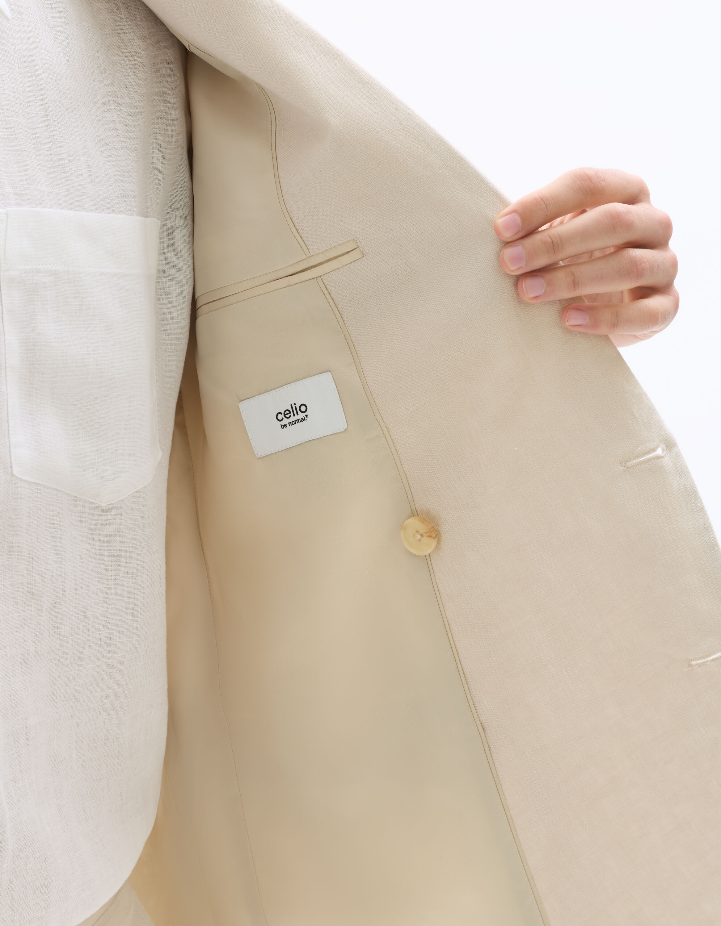 Blazer regular en lin - beige