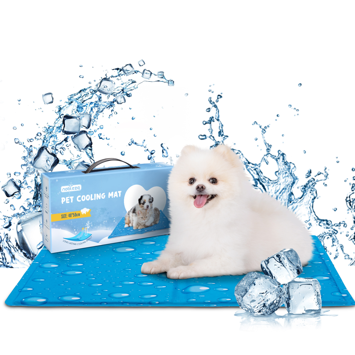 Tapete Refrescante Nobleza para Cães e Gatos, Cama Refrescante para Animais de Estimação 50*40cm, Cobertor Refrescante para Cães de Pequeno e Médio Porte, Tapete de Gel Atóxico Ativado por Pressão, Tamanho P