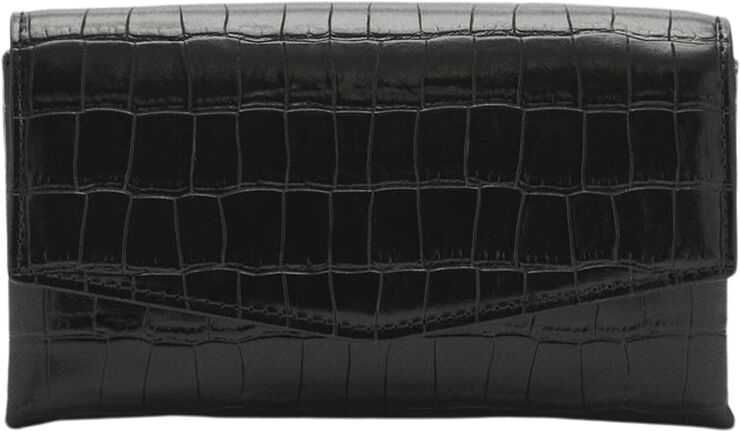 MANGO Croc-effect flap bag Black