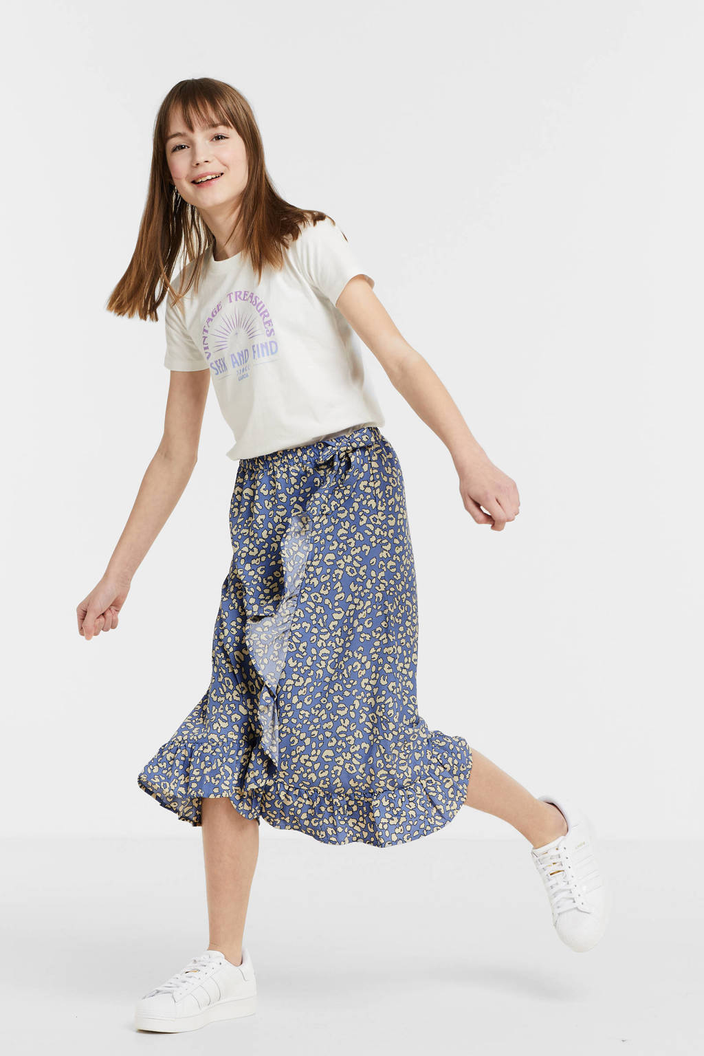 ONLY rok KOGLINO met panterprint blauw/wit