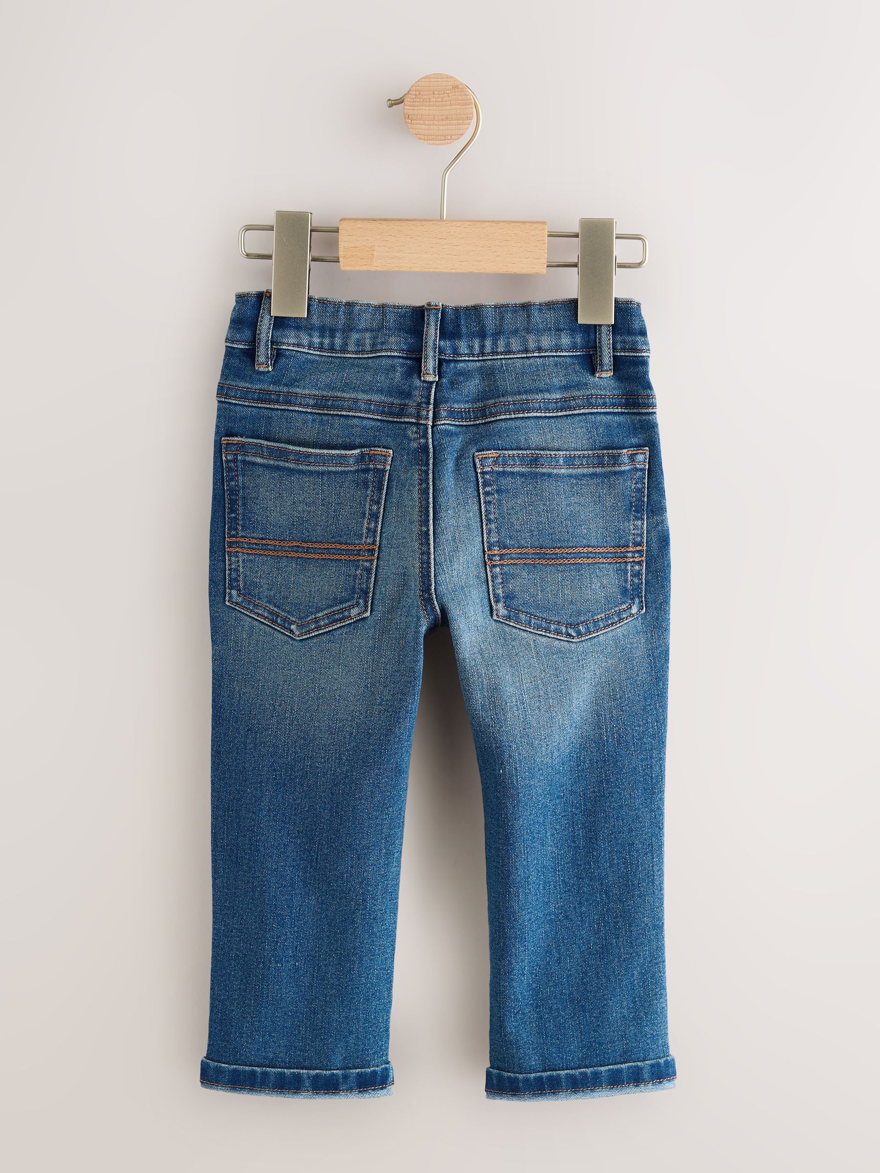 Middenblauw/zwart denim - 2 Pack Regular Fit Comfort Stretch Jeans (3mths-7yrs)