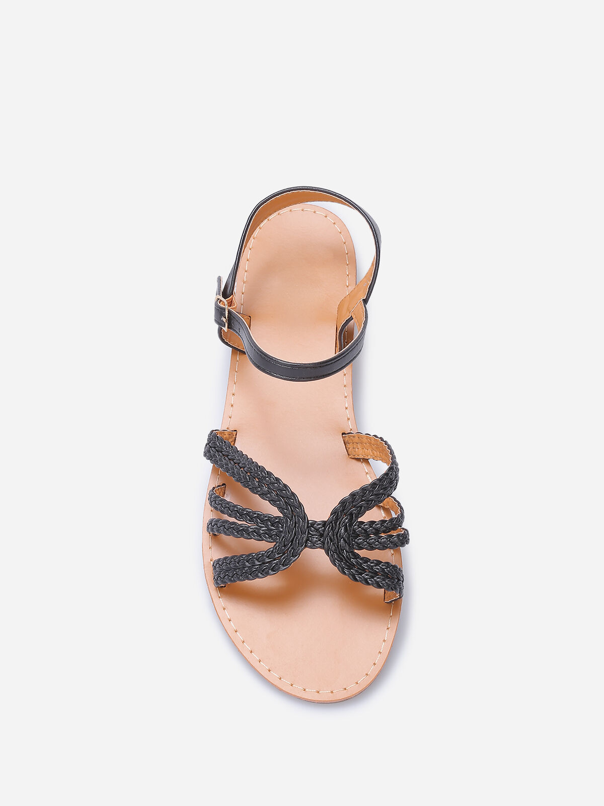 Sandales à brides tressées grandes tailles- Noir