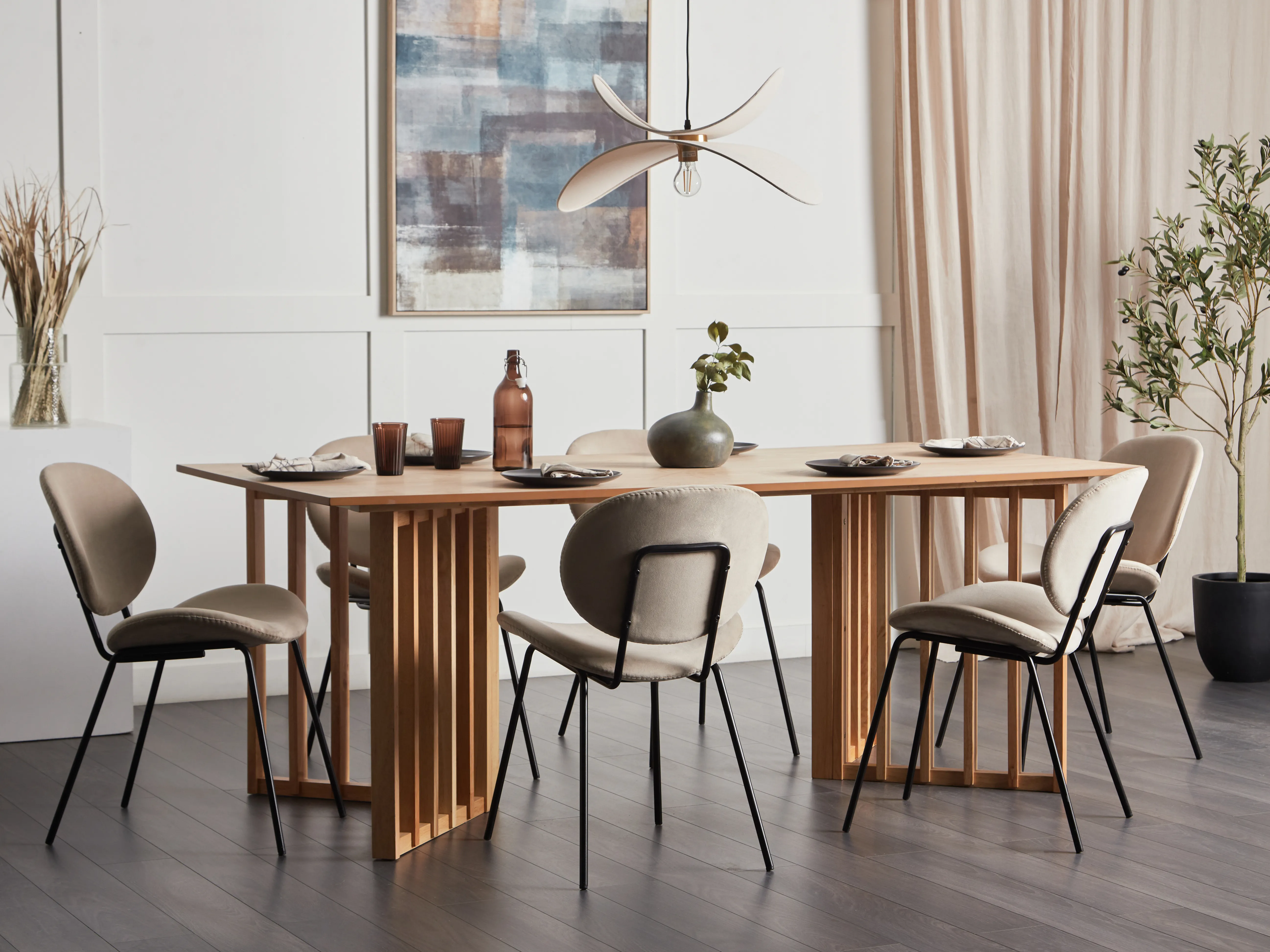 Eettafel LEANDRA Licht essenhout 100 cm 200 cm
