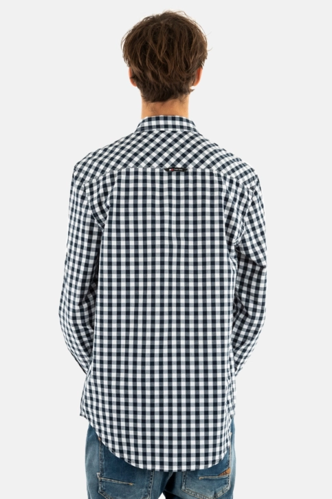 Chemise tommy jeans reg poplin check c1g dark night navy small check