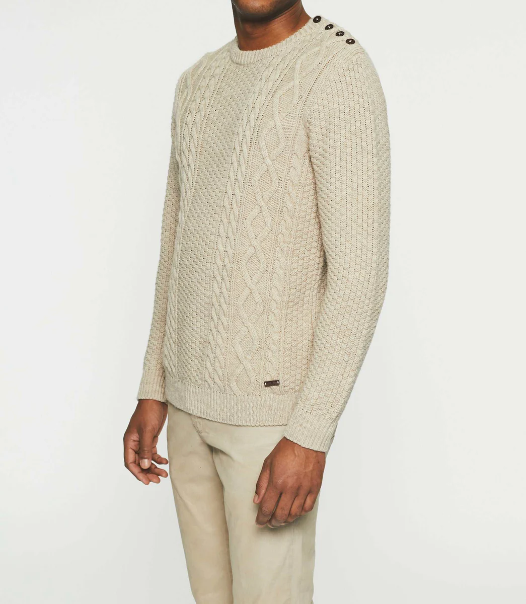 Pull col rond beige BELONI