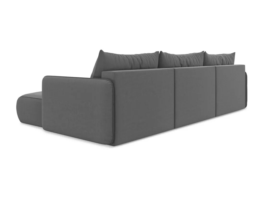 Canapé d'angle panoramique convertible en velours - gris - NANEA
