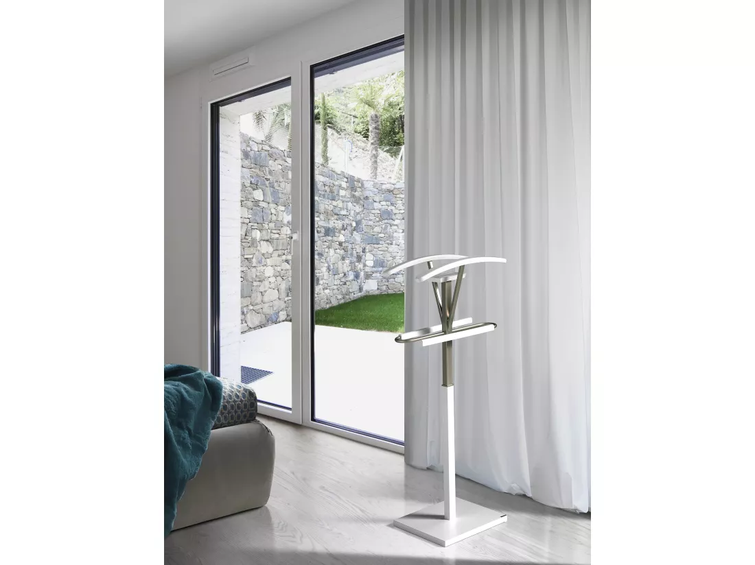 Valet de nuit - H110cm x L47cm x P34cm - hêtre massif blanc - Couple