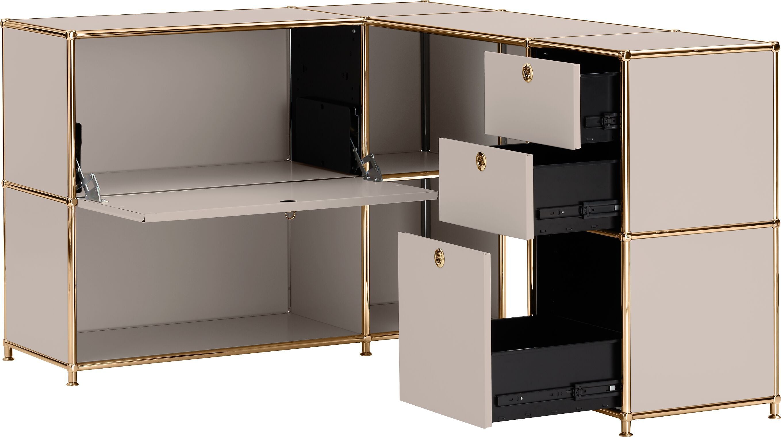 FLEXCUBE Eckschreibtisch - Taupe / B: 152.0 cm x T: 115.0 cm x H: 80.0 cm