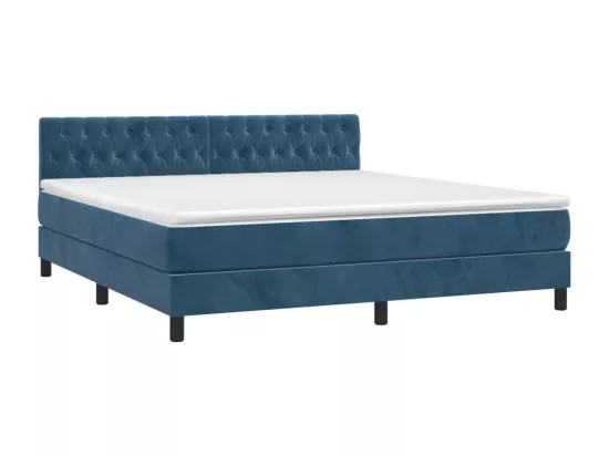 Sommier tapissier matelas et LED Bleu foncé 180x200 cm Velours