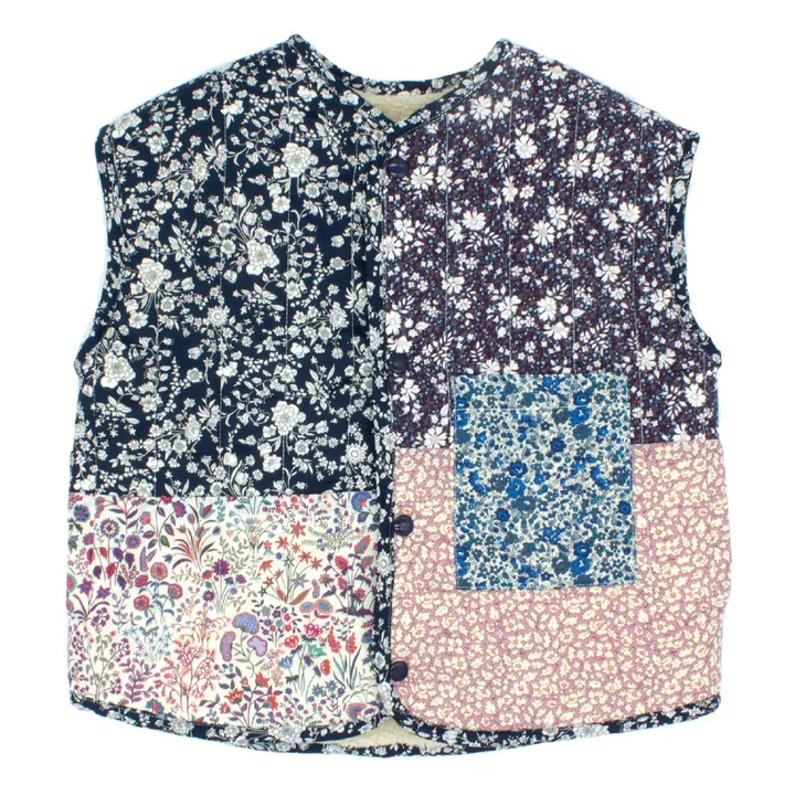 Esther Veste Sans Manches Matelassée Patchwork Devon | Bleu