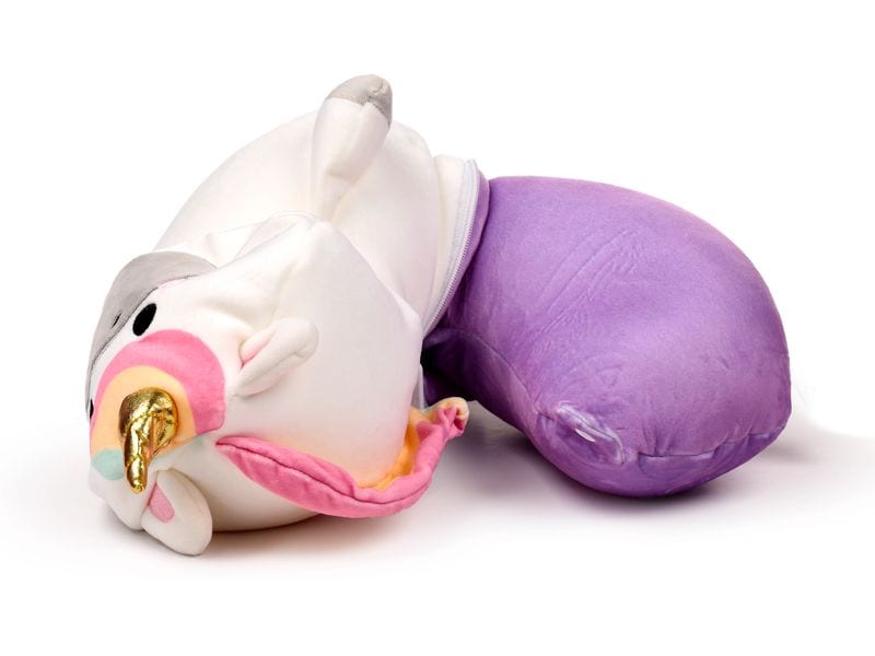 Sombo Reisekissen Plüsch 2 in 1 Einhorn Plüsch Memory Foam Reisekissen
