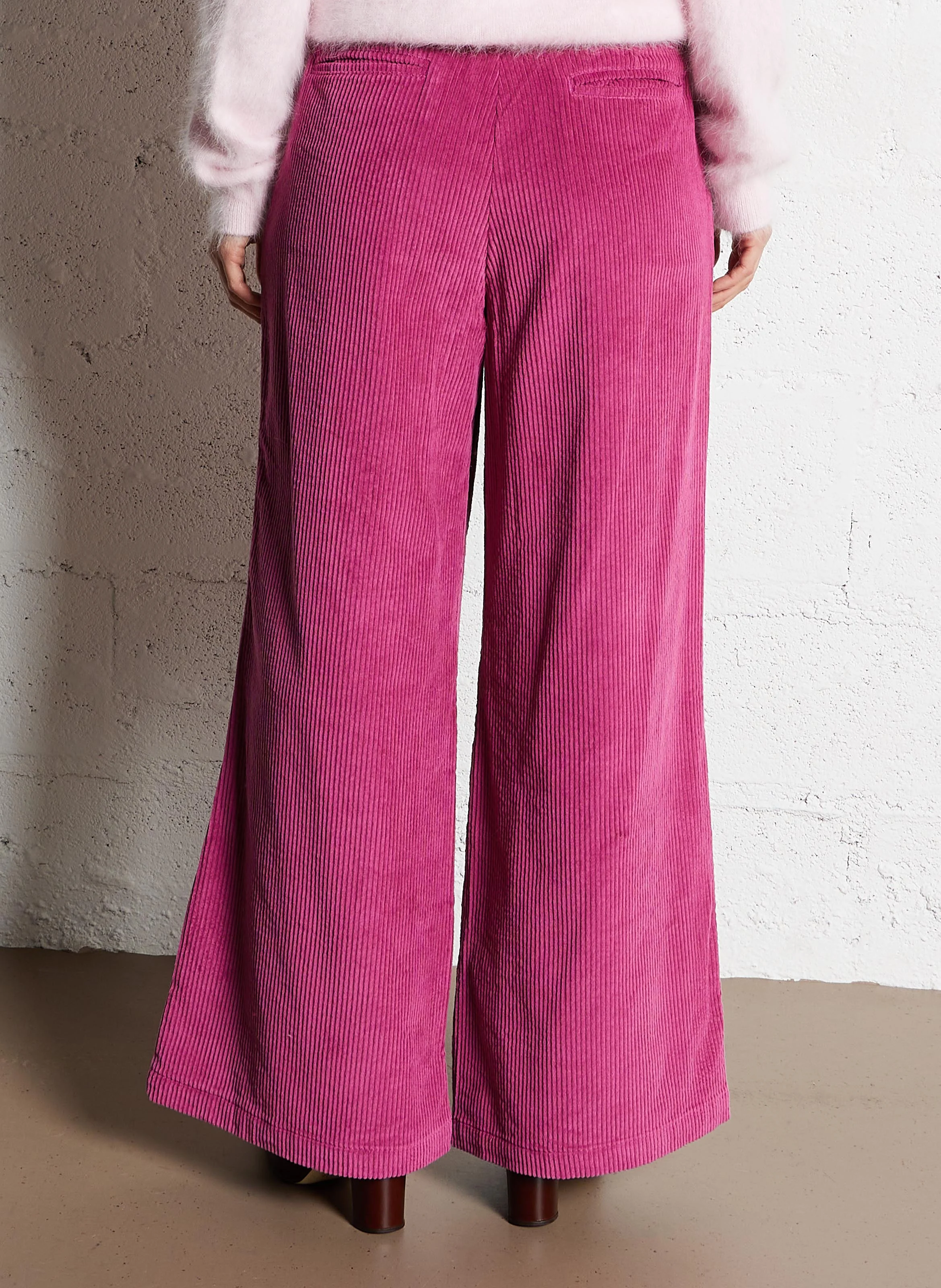BETHANY - Pantalon large en velours côtelé | Rose