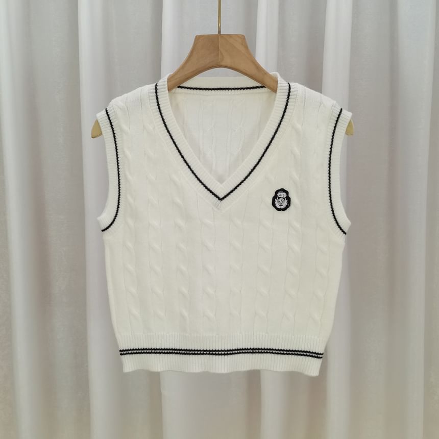 Lady Jean - V-hals Cartoon Logo Gebreid Vest