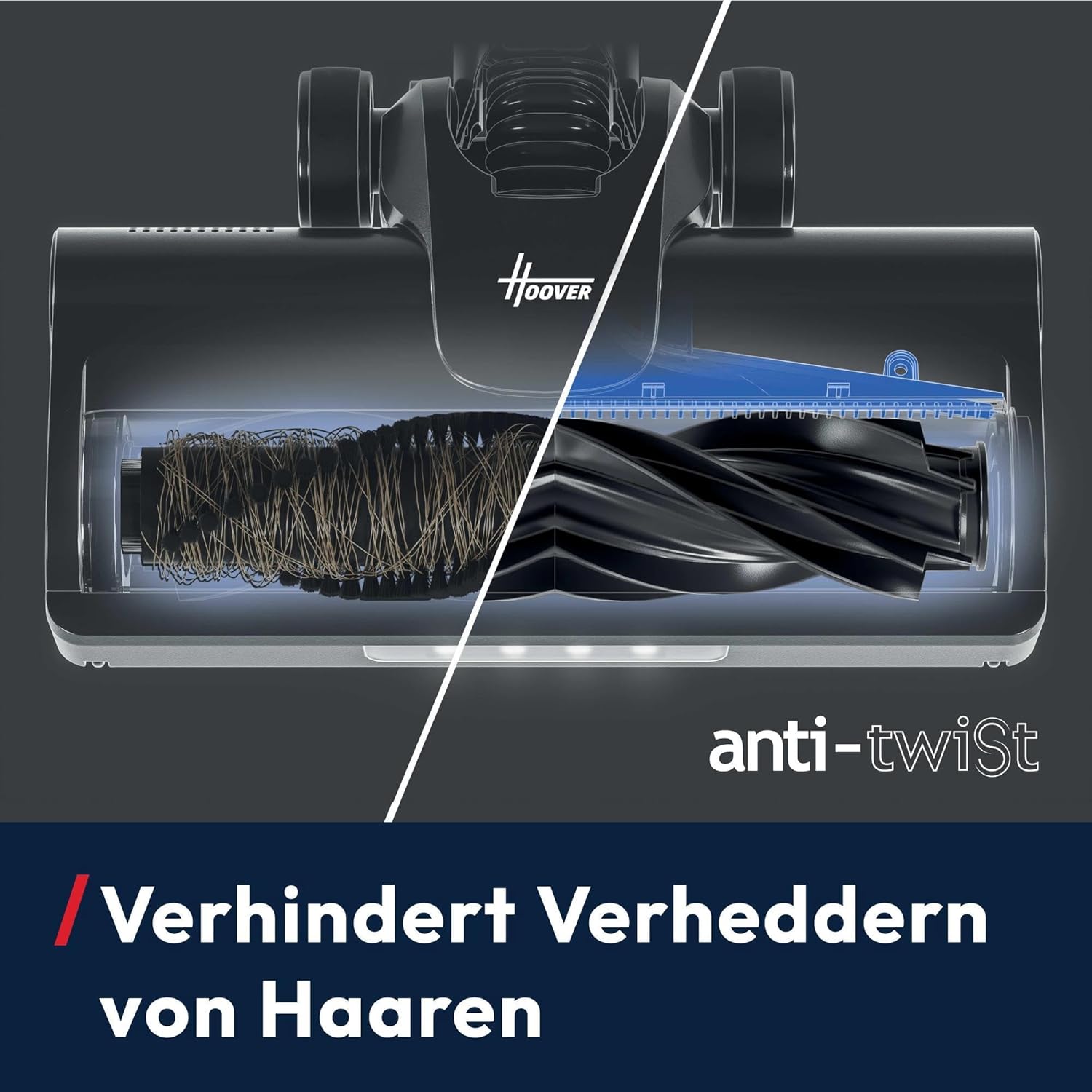 Hoover HF1 Plus Akku Staubsauger mit Anti-Haarverwicklung, Parkfunktion, Staubsauger kabellos mit XL Staubbehälter & LED-Licht, 45min Laufzeit, ideal für Allergiker, Teppich/Hartböden/Auto