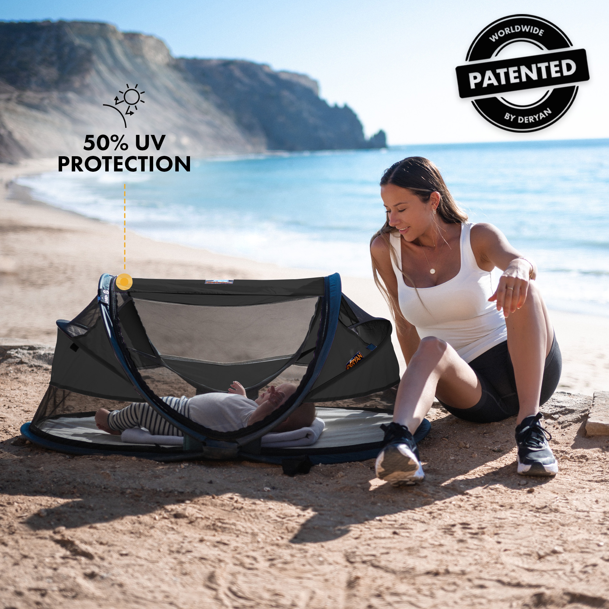 Deryan Baby Luxe zwart Campingbedje