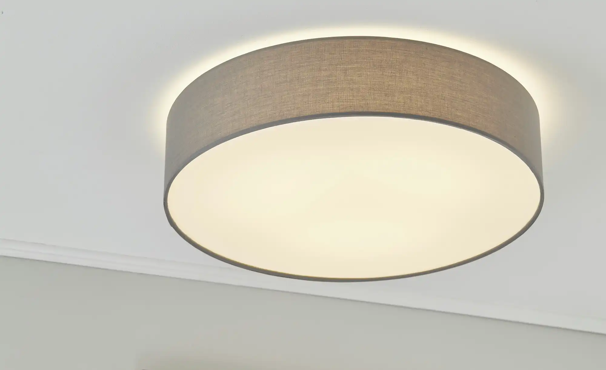 KHG LED-Deckenleuchte, 1-flammig, Stoffschirm grau