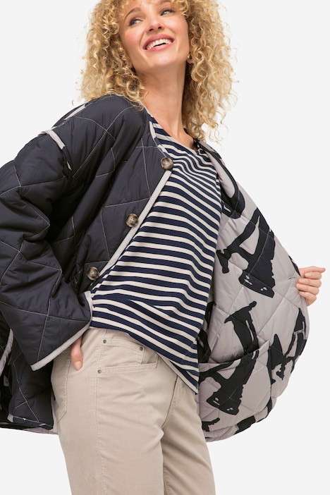 Wende-Steppjacke, Rundhals, je 2 Taschen, Langarm